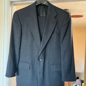 Checked Wool Suit / Navy,blue, Grey